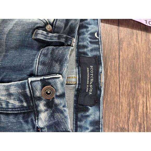 Scotch & Soda Five Pocket Whisker Detail Amsterdam Blauw Phaidon Jeans Size 28 - Picture 12 of 14